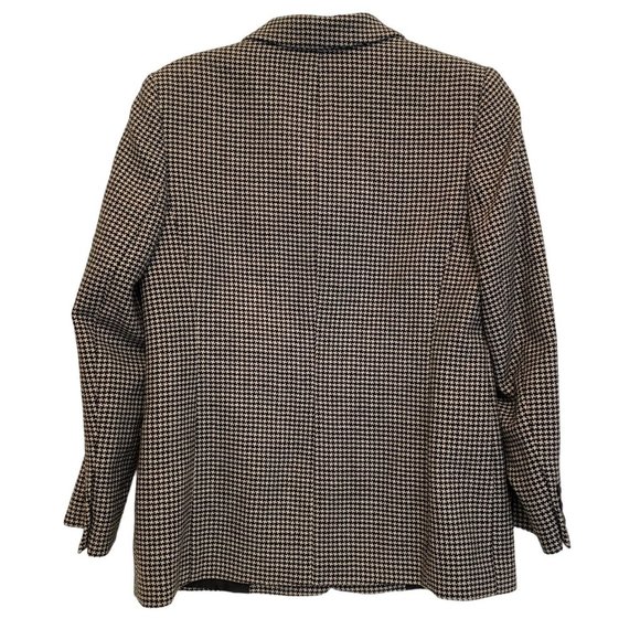 TALBOTS Petites Wool Houndstooth Blazer Italy Jacket 10 Black White Pockets - Picture 3 of 9